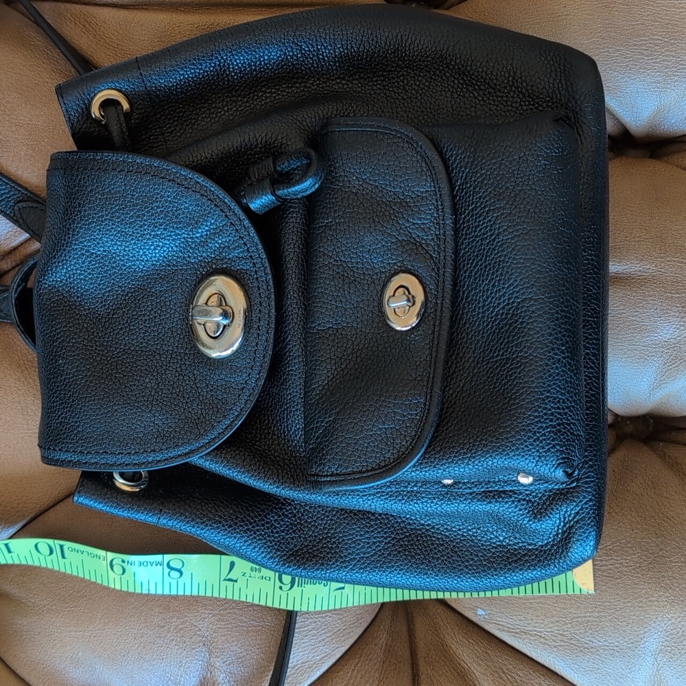 Coach Black Pebbled Leather Mini Turnlock Backpack with Gold Accents - Picture 15 of 16